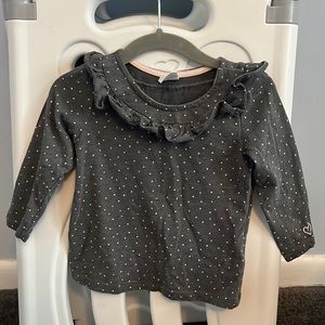 H&M grey Polk-a-dot ruffle shirt. Worn once.